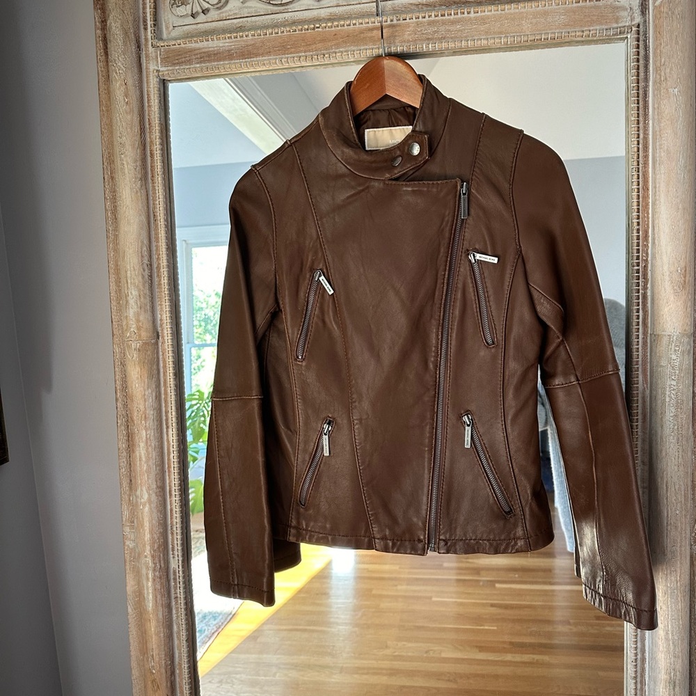 Vintage Michael Kors Leather Motorcycle Jacket, S